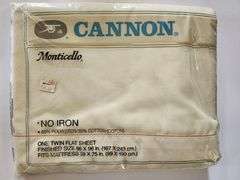 NOS Vintage Cannon Monticello twin flat sheet cream colored