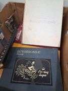 Box lot: books including 1840 chemistry, encyclopedias of collectibles, and more. 11b