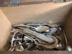 Wood chest with silverware