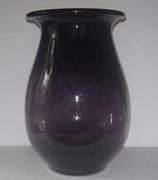 Large 10-1/2" Crate & Barrell Deep Purple Glass Vase w/ air bubbles..