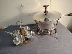 Mid Century chafing dish and condiment tray