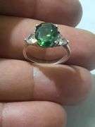 Sz 6.75 Green Stone Sterling Silver Ring