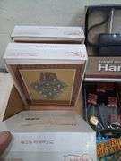 Nib water bomb grenades, christmas cards, button covers, and travel hanger. 3c