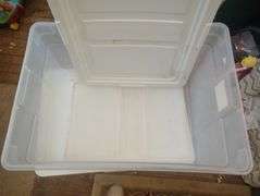 2 Rubbermaid 15.5gallon totes with lids