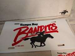 1982 Tampa Bay Bandits license plate and photograph