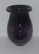 Large 10-1/2" Crate & Barrell Deep Purple Glass Vase w/ air bubbles..