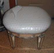 Fancy Mirrored Dressing Stool/ Bench w/ Upholstered Seat.