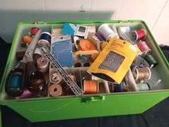 Vintage sewing box with contents