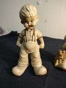 Vintage little boy "empty pockets" and little girl chalkware
