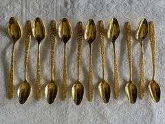 VTG Stanley Roberts Gold Electroplate Rose Royale 6pc Service for 12 + Completer Set