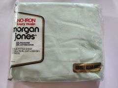 NOS Vintage Morgan Jones mint colored Double Fitted Sheet