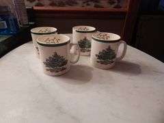 4 Spode Christmas Tree Coffee Mugs