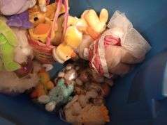 Sterilite 18gal tote with stuffed animals