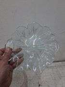 Clear glass cake stand and small tray/plate variety. 1c
