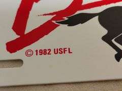 1982 Tampa Bay Bandits license plate and photograph