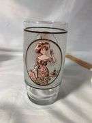 Gibson Girls 1970 Pepsi Cola Advertising Glasses. Excellent Condition Plus Garfield and Mickey.