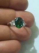Sz 6.75 Green Stone Sterling Silver Ring