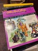 Box of albums variety Queen, Bob Dillon, Folk songs, and more