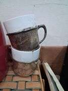 Box lot: small shadow box, basket, vase, metal bowls, and more. 11b