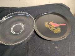 Couroc tray & candlewick bowl