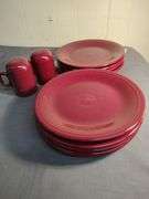 Fiesta 10 dinner plates and salt and pepper shakers