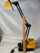 Excavator Desk Lamp Yellow Black Adjustable Arm Desk Organizer Digger Light
