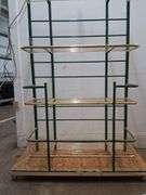 Green and gold metal shelf