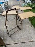 60’s MCM Retro TV Tables w/ Mod Grasscloth