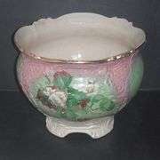 Large 12" Antique footed Hand Decorated Jardinere