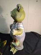 2 Frog lawn ornaments 1 with solar lights