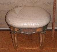 Fancy Mirrored Dressing Stool/ Bench w/ Upholstered Seat.