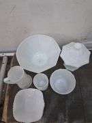 White glass assortment. 1b