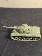 2 Vintage rubber trucks, canon and plastic tank