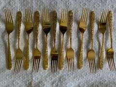 VTG Stanley Roberts Gold Electroplate Rose Royale 6pc Service for 12 + Completer Set