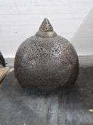 Two Middle Eastern Pierced Brass Lamp Shades. 6E