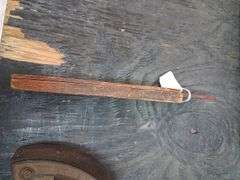 Antique oak handle barn auger, cast iron piece, and wood piece. 3d