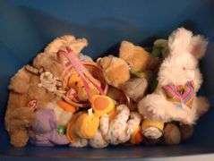 Sterilite 18gal tote with stuffed animals