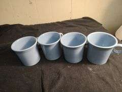 Blue Fiesta 8 cups and 3 serving bowls