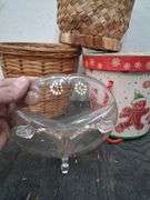 2 small baskets, gingerbread bucket, and glass divided dish. 3b