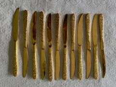 VTG Stanley Roberts Gold Electroplate Rose Royale 6pc Service for 12 + Completer Set