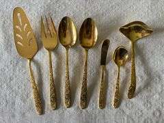 VTG Stanley Roberts Gold Electroplate Rose Royale 6pc Service for 12 + Completer Set