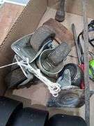 Box lot garage: greenworks 24v charger, tire iron, hand tools, and more. 1d