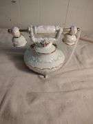 Telephone and teapot music box figurines