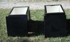 Matching Heavy Solid Wood Pottery Barn End Tables w/ Storage 20 x 20 x 20