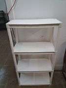 White Plano plastic shelves