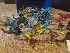 huge dinosaur lot with dinosaur tote with lid