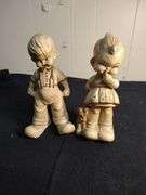 Vintage little boy "empty pockets" and little girl chalkware