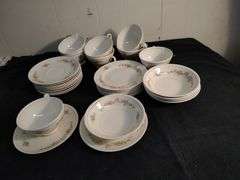 Homer Laughlin China 8 cups, 10 saucers, 5 berry bowls & 8 plates