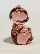 Fenton rose pink glass bear