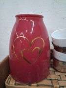 Box lot: small shadow box, basket, vase, metal bowls, and more. 11b